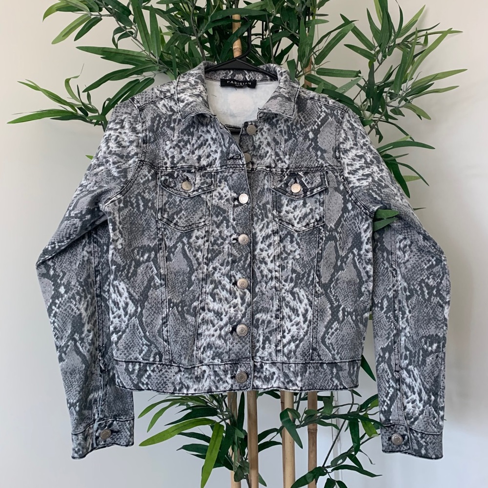 Parisian Snakeskin Petite Denim Jacket
